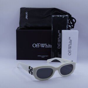 Off-White OERI14E PALMER 0107 Oval Sunglasses – White/Grey